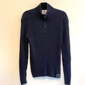 Express Ribbed Cotton Quarter Zip Sweater Mens XL Y2K Muscle Fit Fitted Preppy